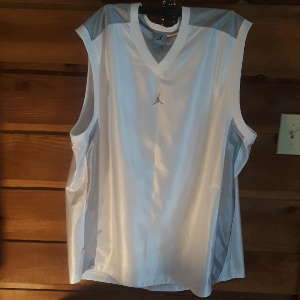 Silver and white basketball jersey